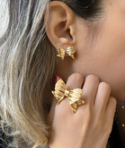 ست گوشواره و انگشتر پاپیونی مدل کرکره