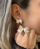 ست گوشواره و انگشتر پاپیونی مدل کرکره