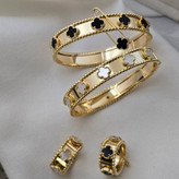 ست انگشتر و دستبند ابکاری طلا مدل ونکلیف